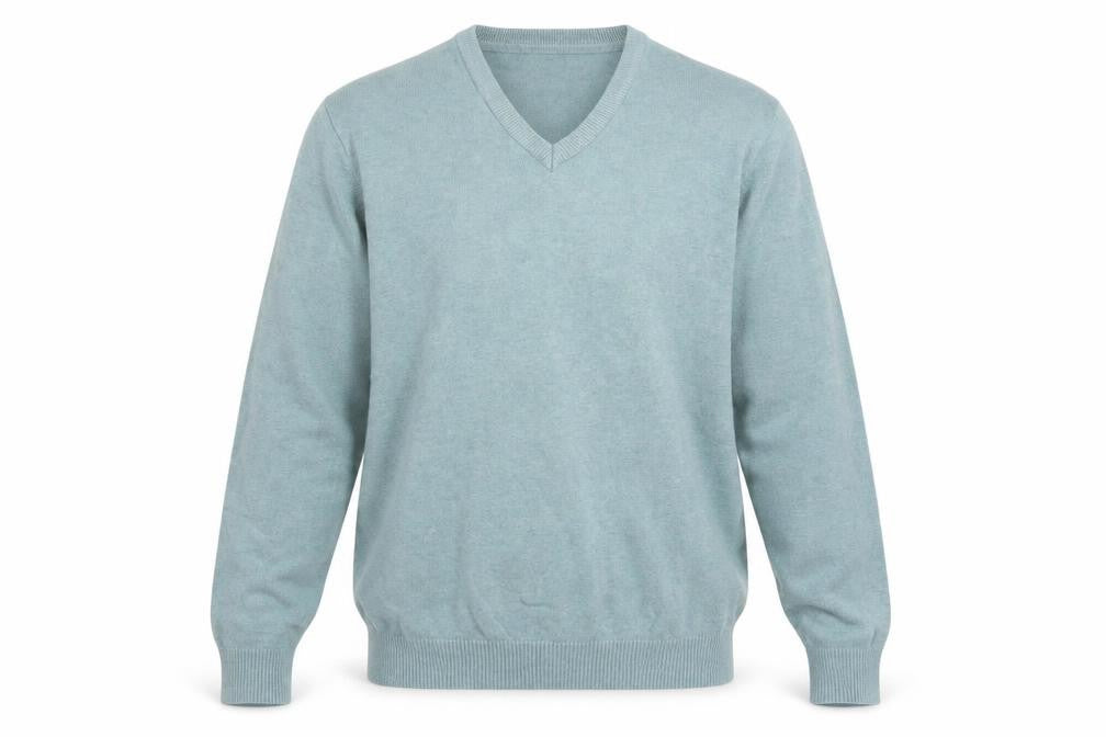 Cotton Traders Men’s Blue L V-Neck Cotton Jumper Classic Fit