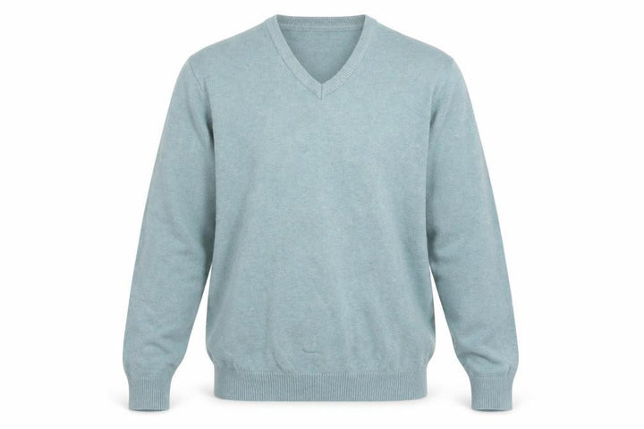 Cotton Traders Men’s Blue L V-Neck Cotton Jumper Classic Fit