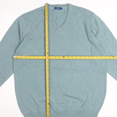 Cotton Traders Men’s Blue L V-Neck Cotton Jumper Classic Fit