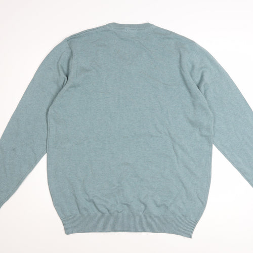 Cotton Traders Men’s Blue L V-Neck Cotton Jumper Classic Fit
