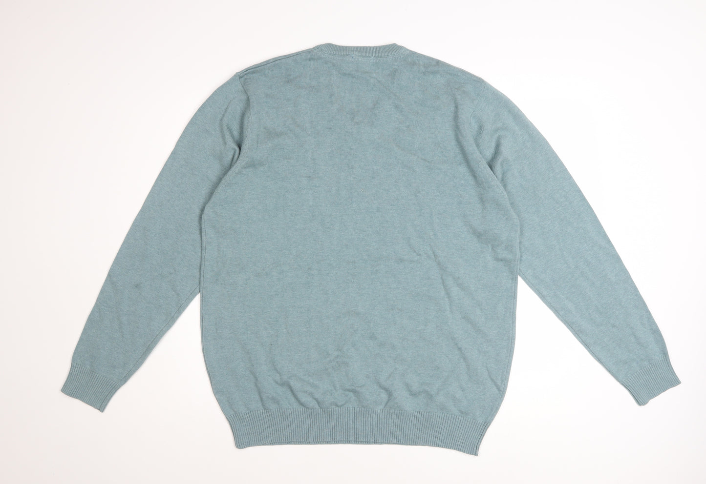 Cotton Traders Men’s Blue L V-Neck Cotton Jumper Classic Fit