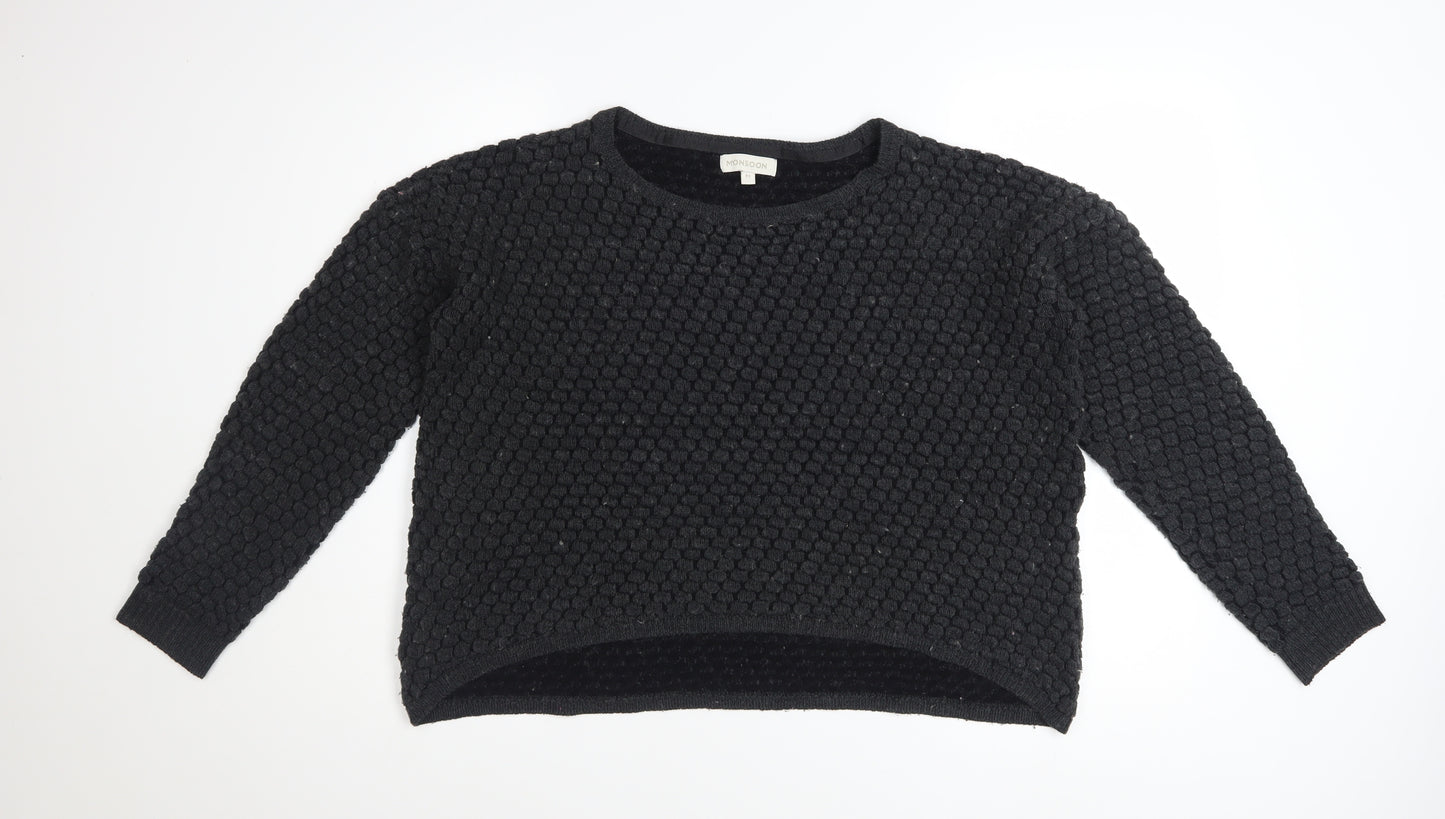 Monsoon Womens Black Medium Textured Knit Jumper