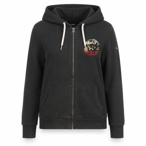 Superdry Women's Black Full Zip Hoodie Size 12 Lined Logo Casual