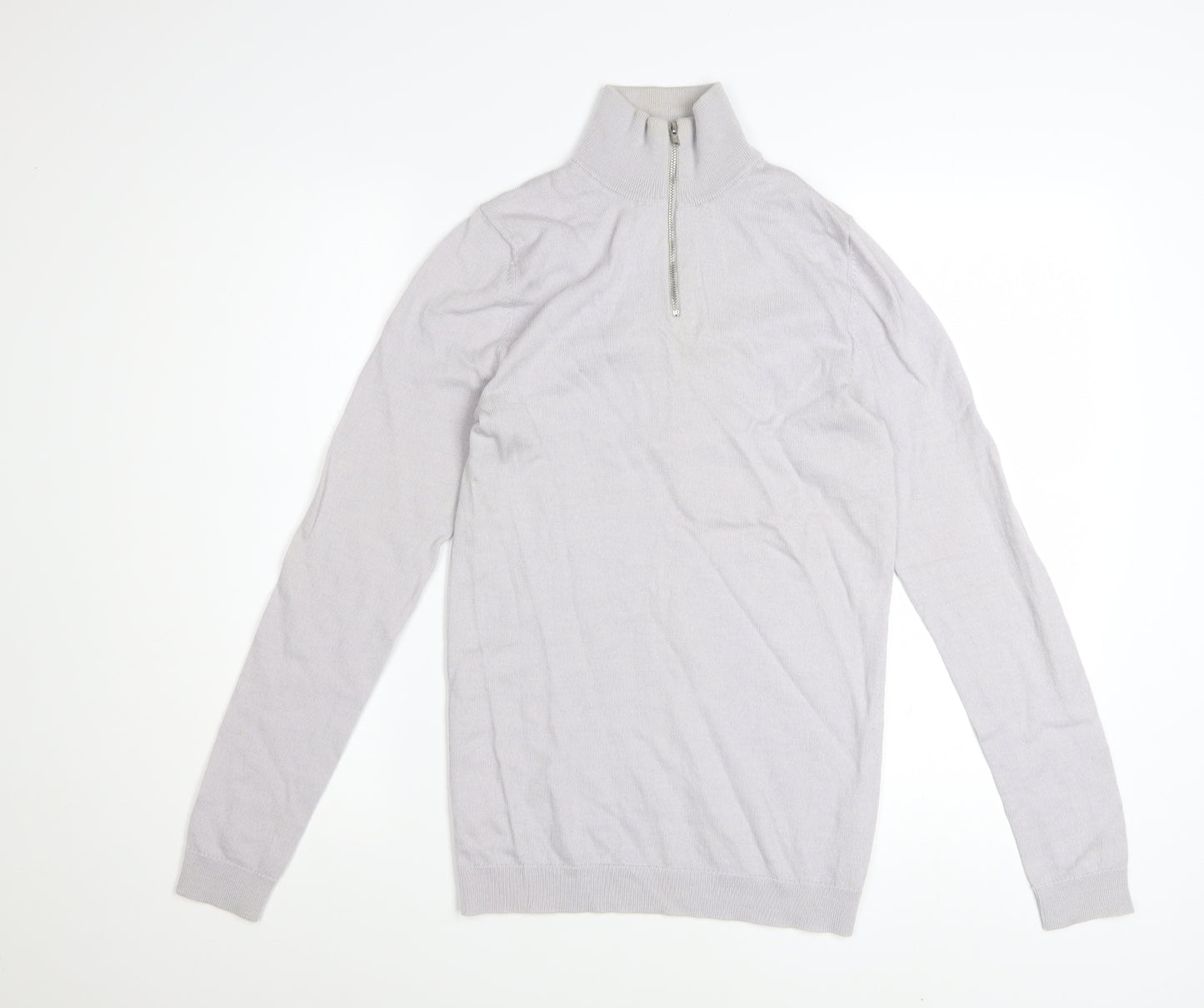 ASOS DESIGN Men’s Grey Merino Wool Half Zip Jumper Size S