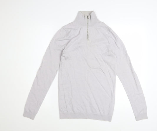 ASOS DESIGN Men’s Grey Merino Wool Half Zip Jumper Size S