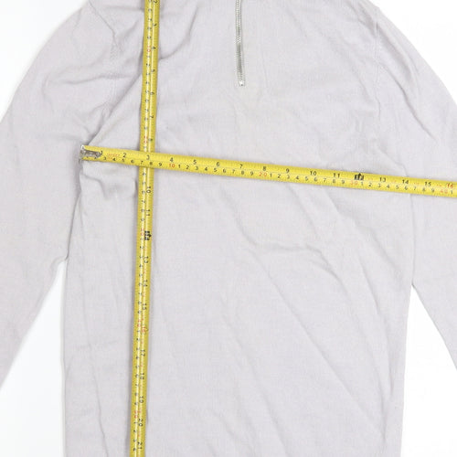 ASOS DESIGN Men’s Grey Merino Wool Half Zip Jumper Size S
