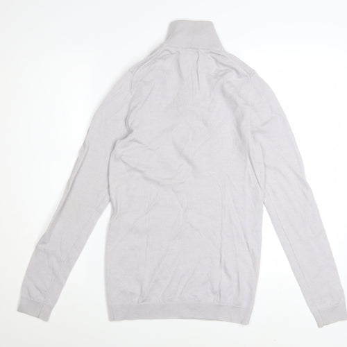 ASOS DESIGN Men’s Grey Merino Wool Half Zip Jumper Size S