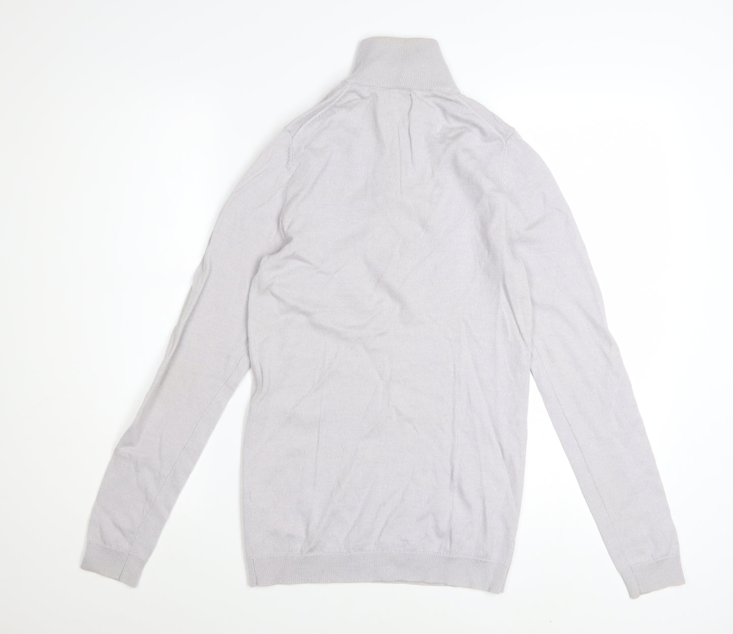 ASOS DESIGN Men’s Grey Merino Wool Half Zip Jumper Size S
