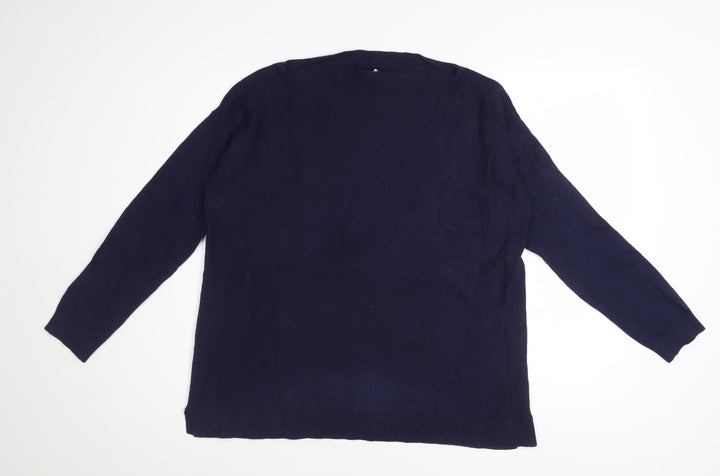 Joules Women's Blue Cotton Knit Crew Neck Jumper Size 12