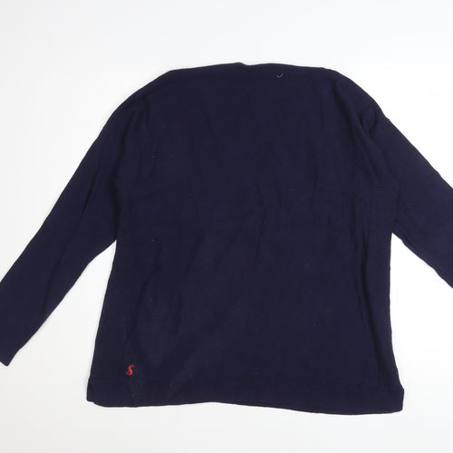 Joules Women's Blue Cotton Knit Crew Neck Jumper Size 12
