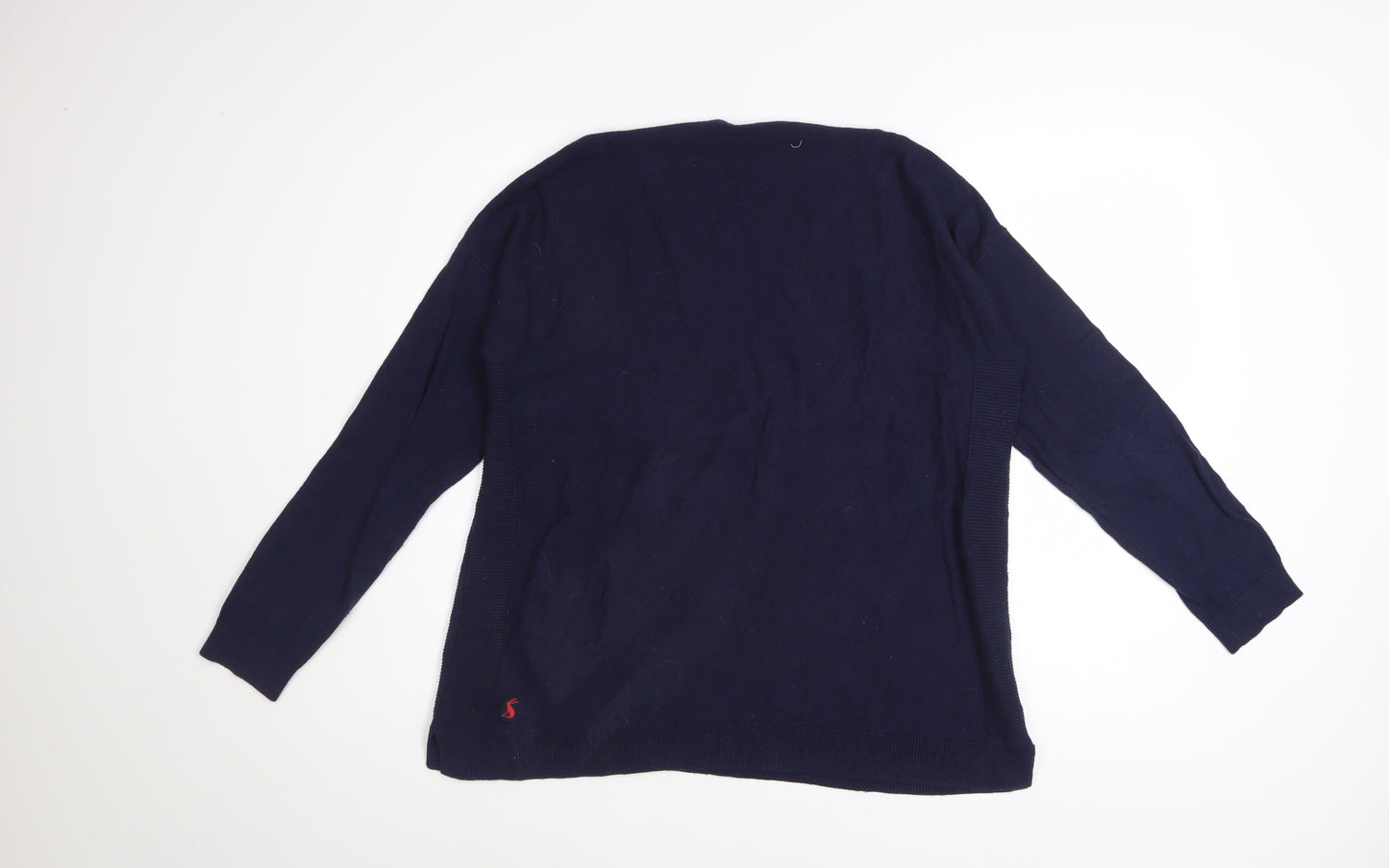 Joules Women's Blue Cotton Knit Crew Neck Jumper Size 12