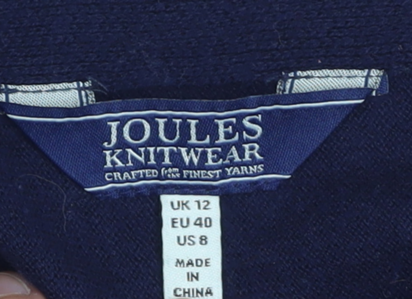 Joules Women's Blue Cotton Knit Crew Neck Jumper Size 12