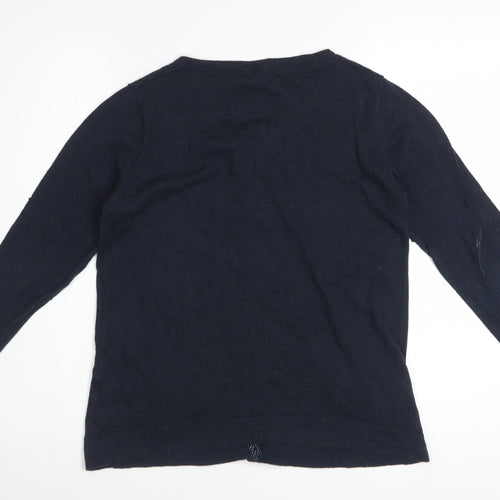 White Stuff Women's Blue Cotton V-Neck Long Sleeve Cardigan Size 14