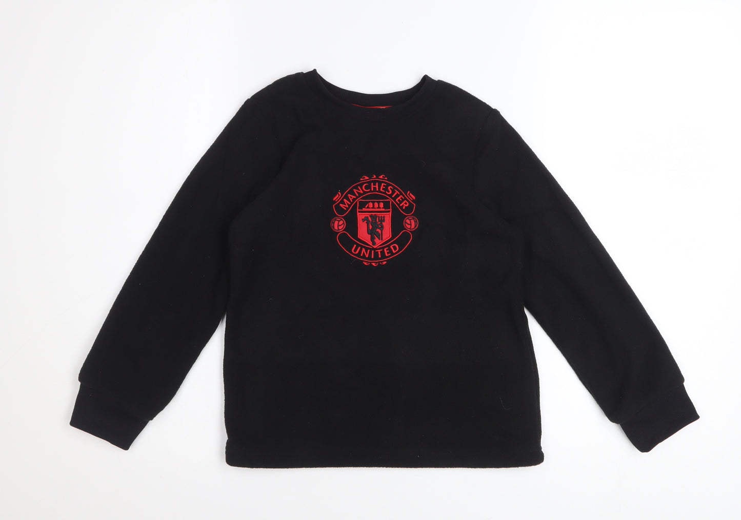 Manchester United Boys Black Fleece Pyjama Top 6-7 Years Long Sleeve