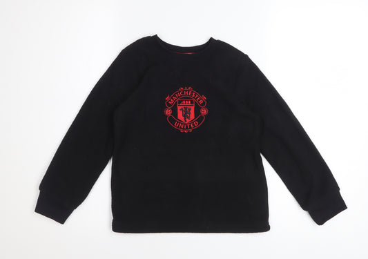 Manchester United Boys Black Fleece Pyjama Top 6-7 Years Long Sleeve