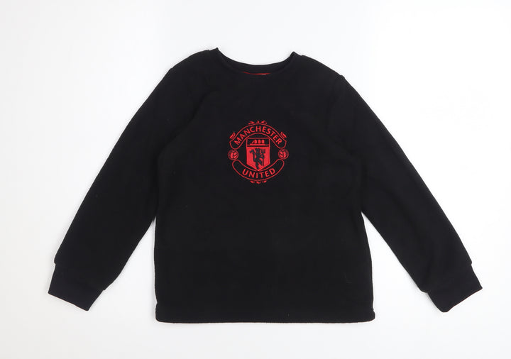Manchester United Boys Black Fleece Pyjama Top 6-7 Years Long Sleeve