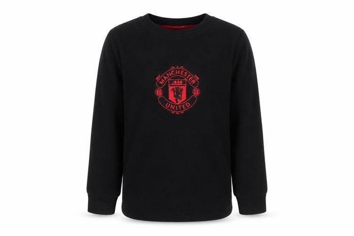 Manchester United Boys Black Fleece Pyjama Top 6-7 Years Long Sleeve