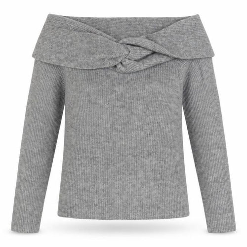 H&M Women’s Grey Off Shoulder Rib Knit Jumper Size 12