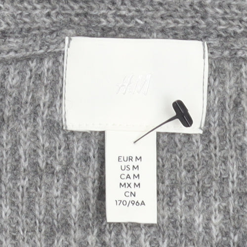 H&M Women’s Grey Off Shoulder Rib Knit Jumper Size 12