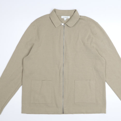 Marks and Spencer Men's Beige XL Cotton Zip Jacket