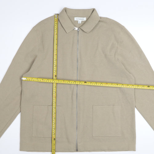 Marks and Spencer Men's Beige XL Cotton Zip Jacket