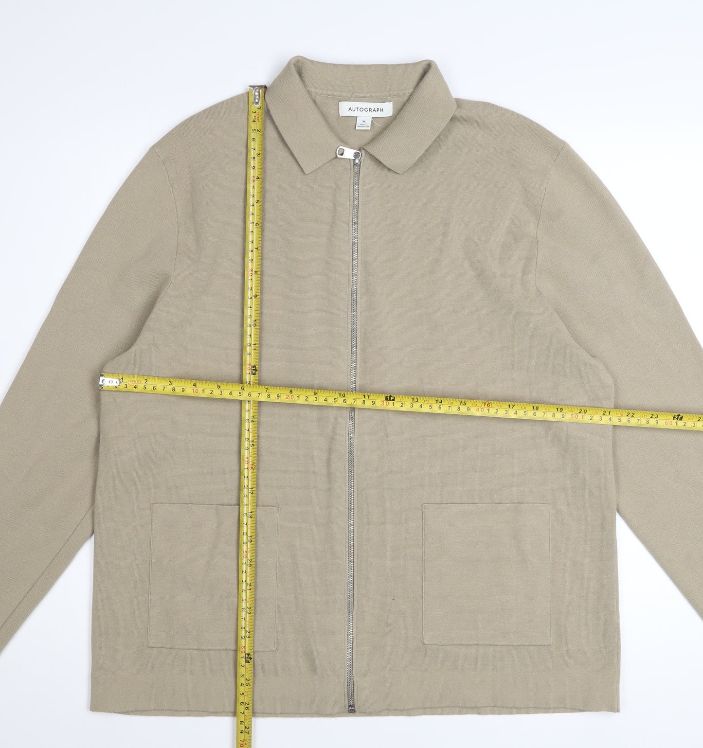 Marks and Spencer Men's Beige XL Cotton Zip Jacket