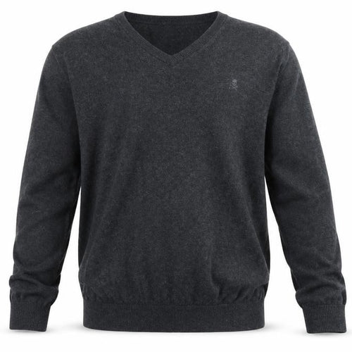 Scalpers Men's Grey V-Neck Cotton Cashmere Jumper Size M
