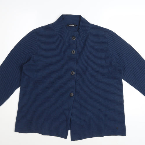 Olsen Women's Blue High Neck Button Cardigan Size 14