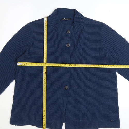 Olsen Women's Blue High Neck Button Cardigan Size 14