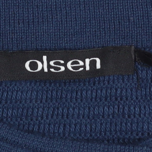 Olsen Women's Blue High Neck Button Cardigan Size 14