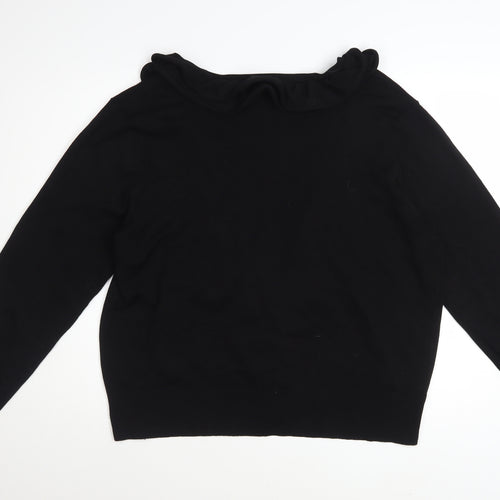 Nina Leonard Women’s Black Ruffle Edge Knit Cardigan 2XL