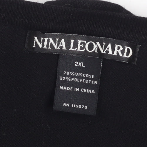 Nina Leonard Women’s Black Ruffle Edge Knit Cardigan 2XL