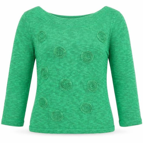 Minuet Womens Green 3/4 Sleeve Boat Neck Linen Cotton Jumper Size 10