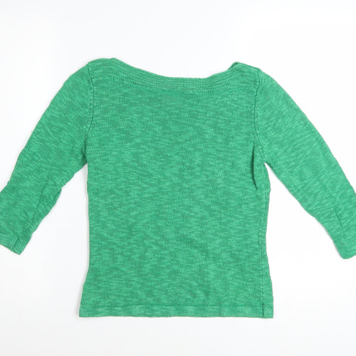 Minuet Womens Green 3/4 Sleeve Boat Neck Linen Cotton Jumper Size 10