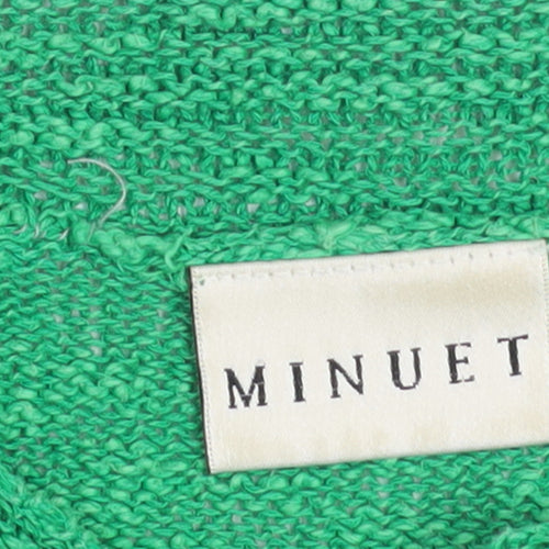 Minuet Womens Green 3/4 Sleeve Boat Neck Linen Cotton Jumper Size 10