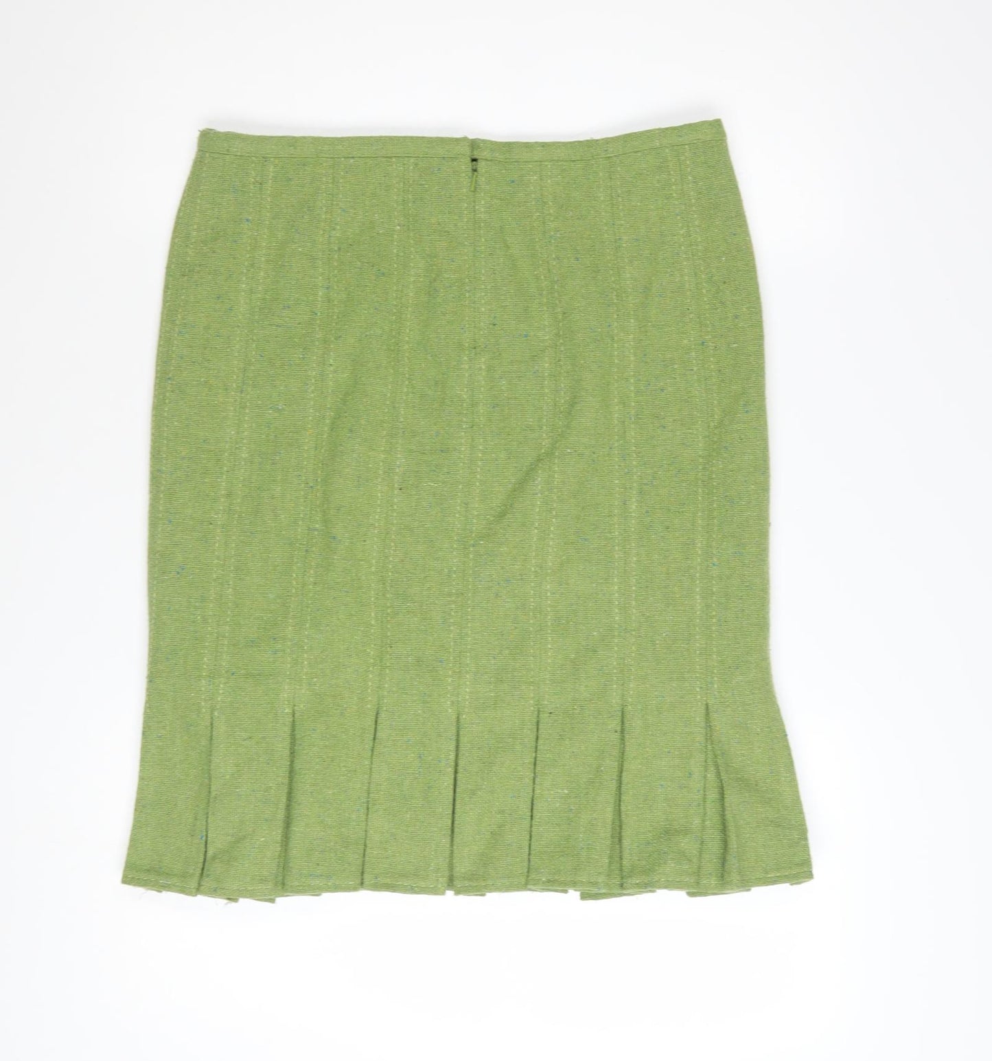 Topshop Women's Green Pleated Tweed Knee Length Skirt Size 12