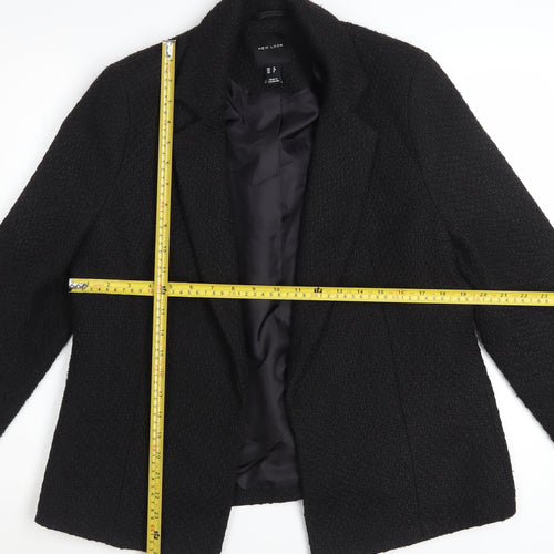 New Look Women's Black Bouclé Blazer UK 12 Classic Lined Jacket