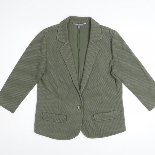 Laura Ashley Women's Green Cotton Blend Blazer Jacket UK 10