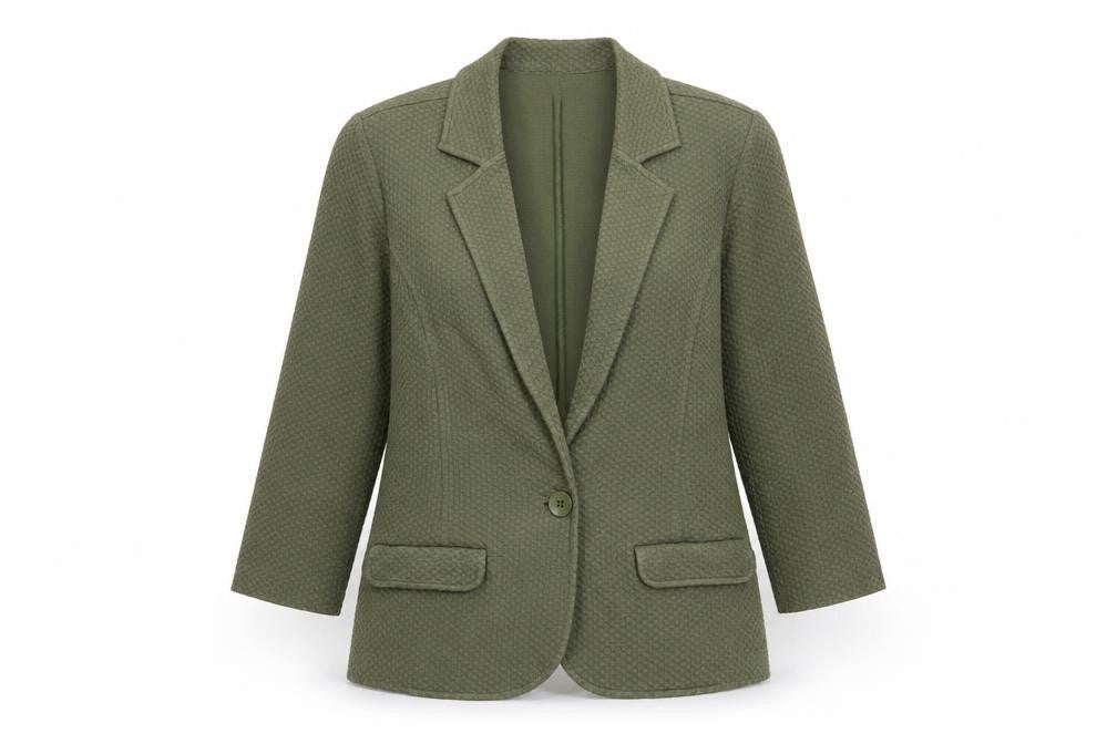 Front view of Laura Ashley Women's Green Cotton Blend Blazer Jacket UK 10