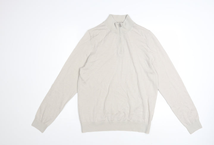 Marks and Spencer Men’s Beige Merino Wool 1/2 Zip Jumper M