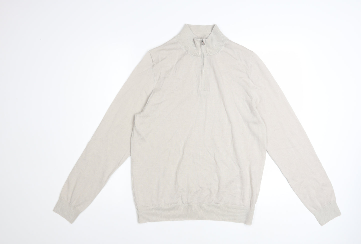 Marks and Spencer Men’s Beige Merino Wool 1/2 Zip Jumper M