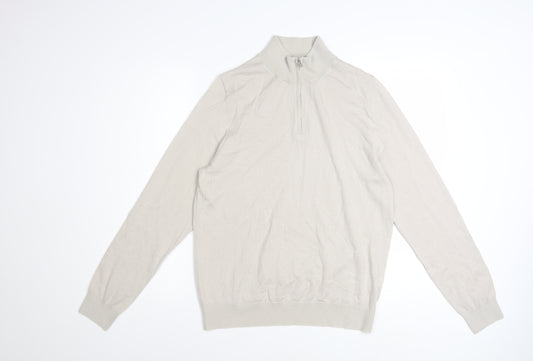 Marks and Spencer Men’s Beige Merino Wool 1/2 Zip Jumper M