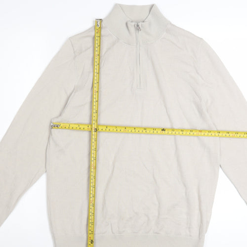 Marks and Spencer Men’s Beige Merino Wool 1/2 Zip Jumper M