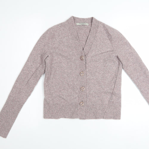 AllSaints Women's Pink Wool Blend V-Neck Cardigan XS