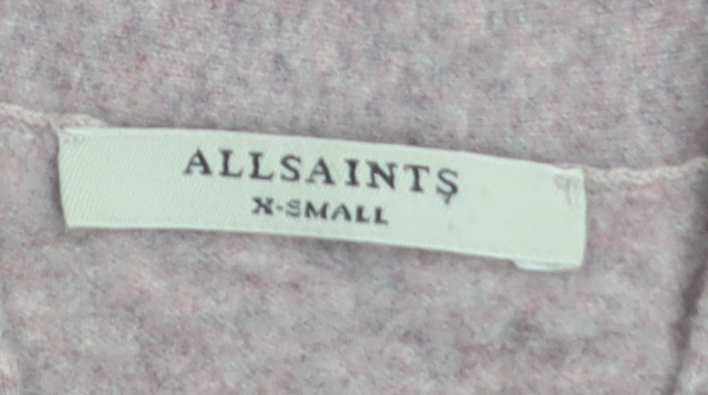 AllSaints Women's Pink Wool Blend V-Neck Cardigan XS