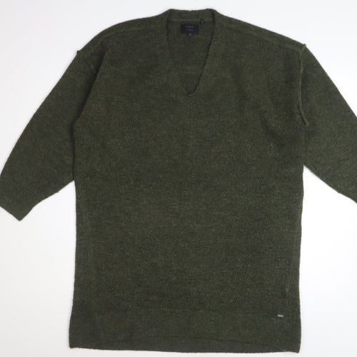 Superdry Womens Green V-Neck Long Sleeve Acrylic Blend Pullover Jumper Size 10