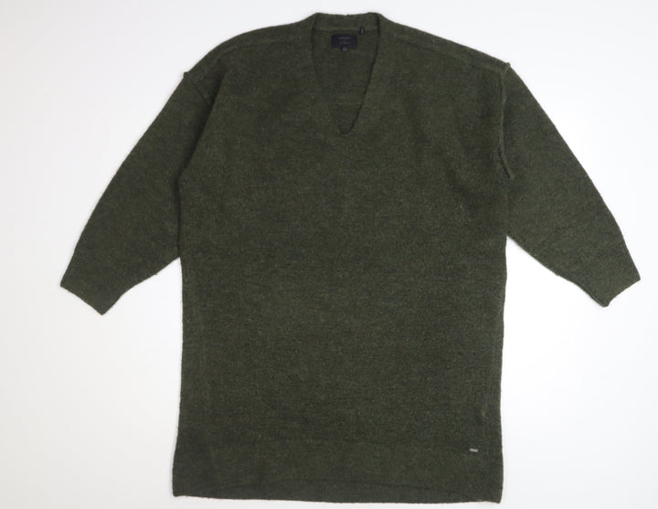 Superdry Womens Green V-Neck Long Sleeve Acrylic Blend Pullover Jumper Size 10