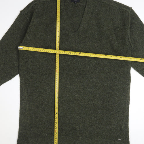 Superdry Womens Green V-Neck Long Sleeve Acrylic Blend Pullover Jumper Size 10