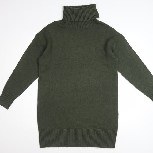 New Look Women Green Roll Neck Long Sleeve Jumper Dress Size S