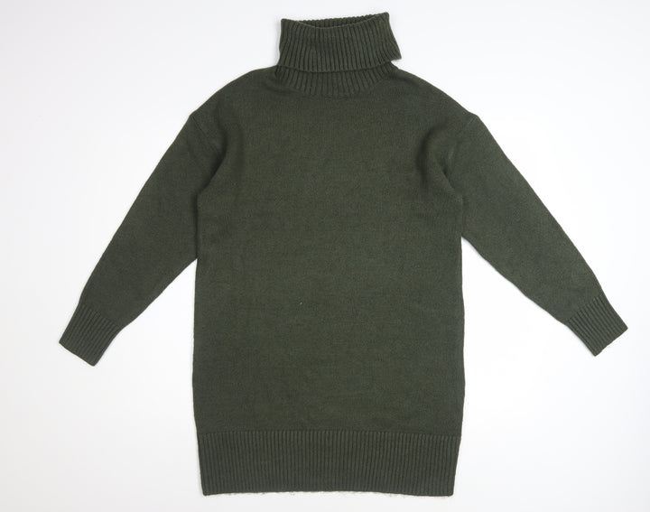 New Look Women Green Roll Neck Long Sleeve Jumper Dress Size S